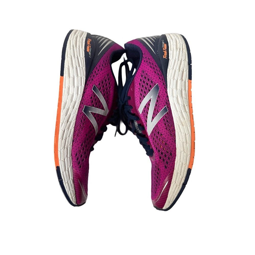 NEW BALANCE Pink Magenta & Navy Knit Running Shoes size 9.5 - Picture 2 of 11